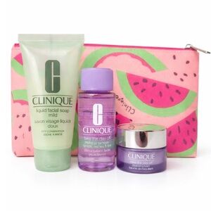 Clinique Travel Size Skincare & Makeup bag  4pc Set